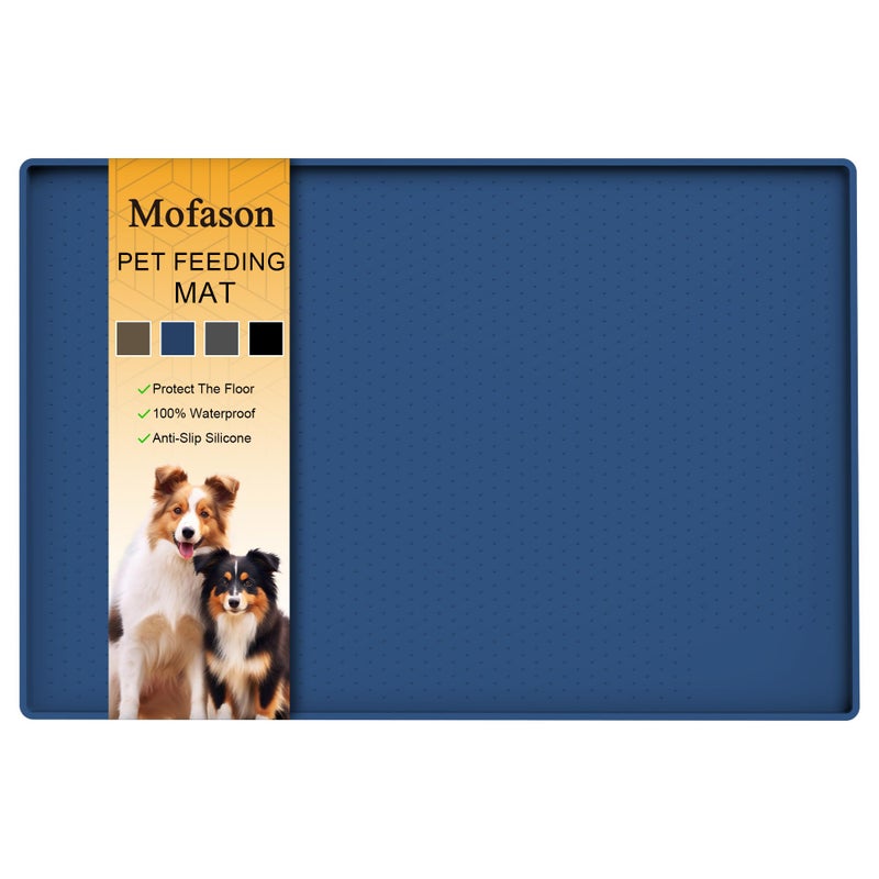 Mofason Pet Food Mat Waterproof Dog Mat 24â€x16â€ Large â€“ 0.5â€ inch Raised Edge, Pet Cat Silicone Feeding Placemat Water Bowl Tray for Floors, Nonslip Washable Dog Mat for Food and Water - Image 1